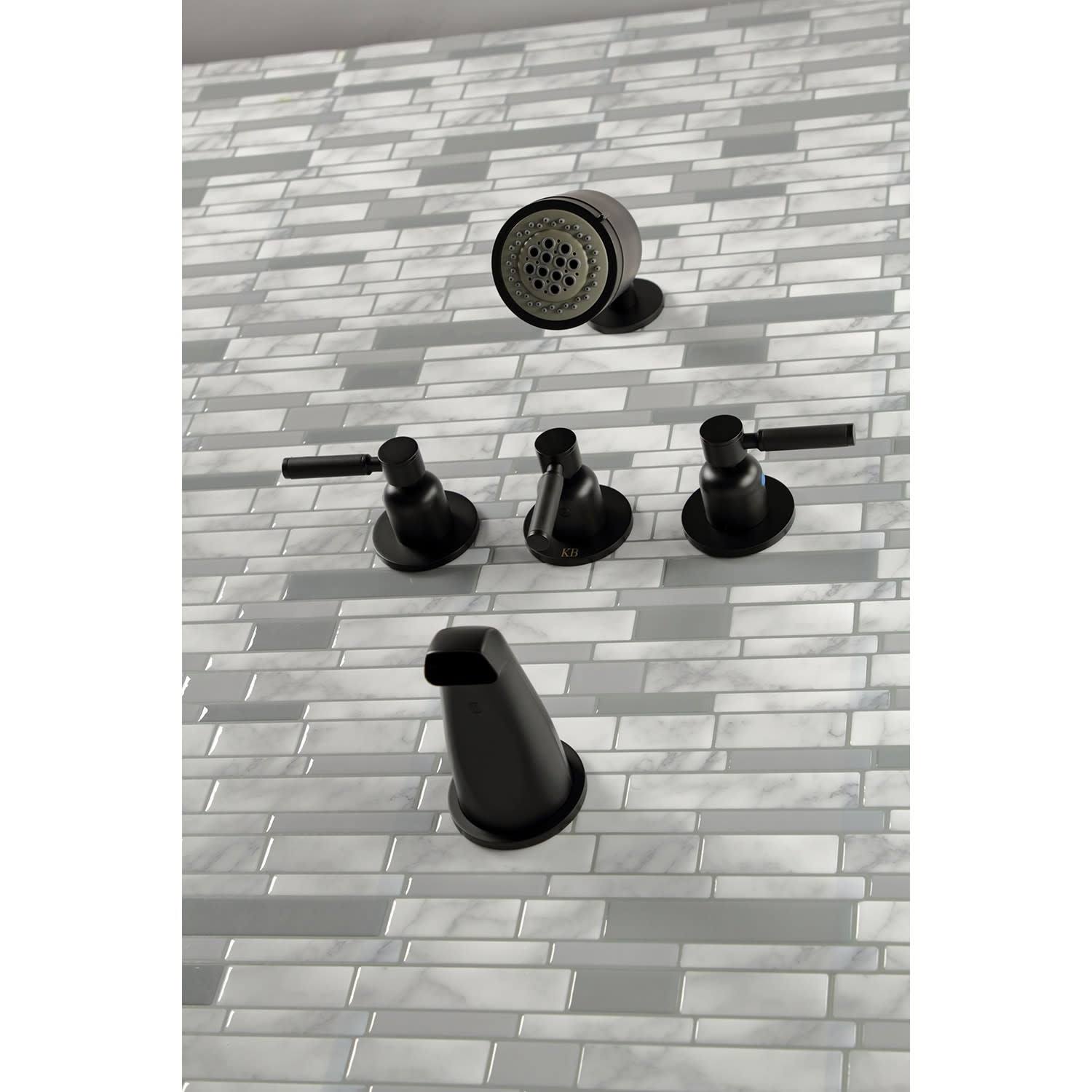 Polished Brass Three-Handle Tub and Shower Faucet F245