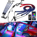 Car LED Underglow Lights Kit 4PCS+4PCS Underbody Neon Accent Lights with APP Bluetooth Remote Control DC12V RGB O751586