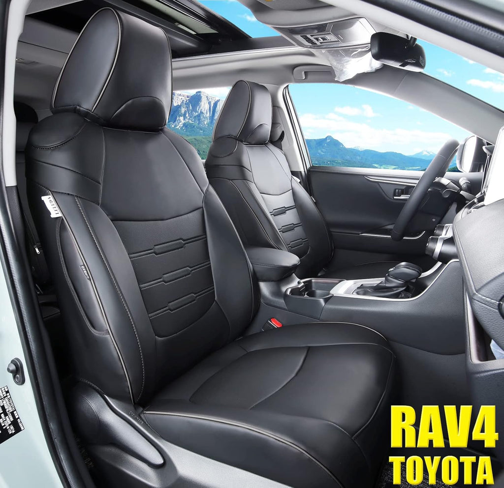 Wine Red Waterproof Faux Leather Seat Covers Full Set for Toyota RAV4 2019 2020 2021 A4951