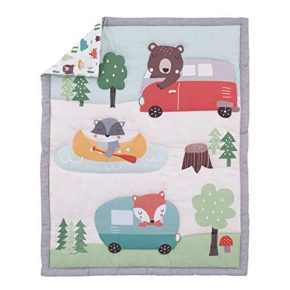 3-Piece Nursery Crib Bedding Set with Comforter, Fitted Crib Sheet and Dust Ruffle G449