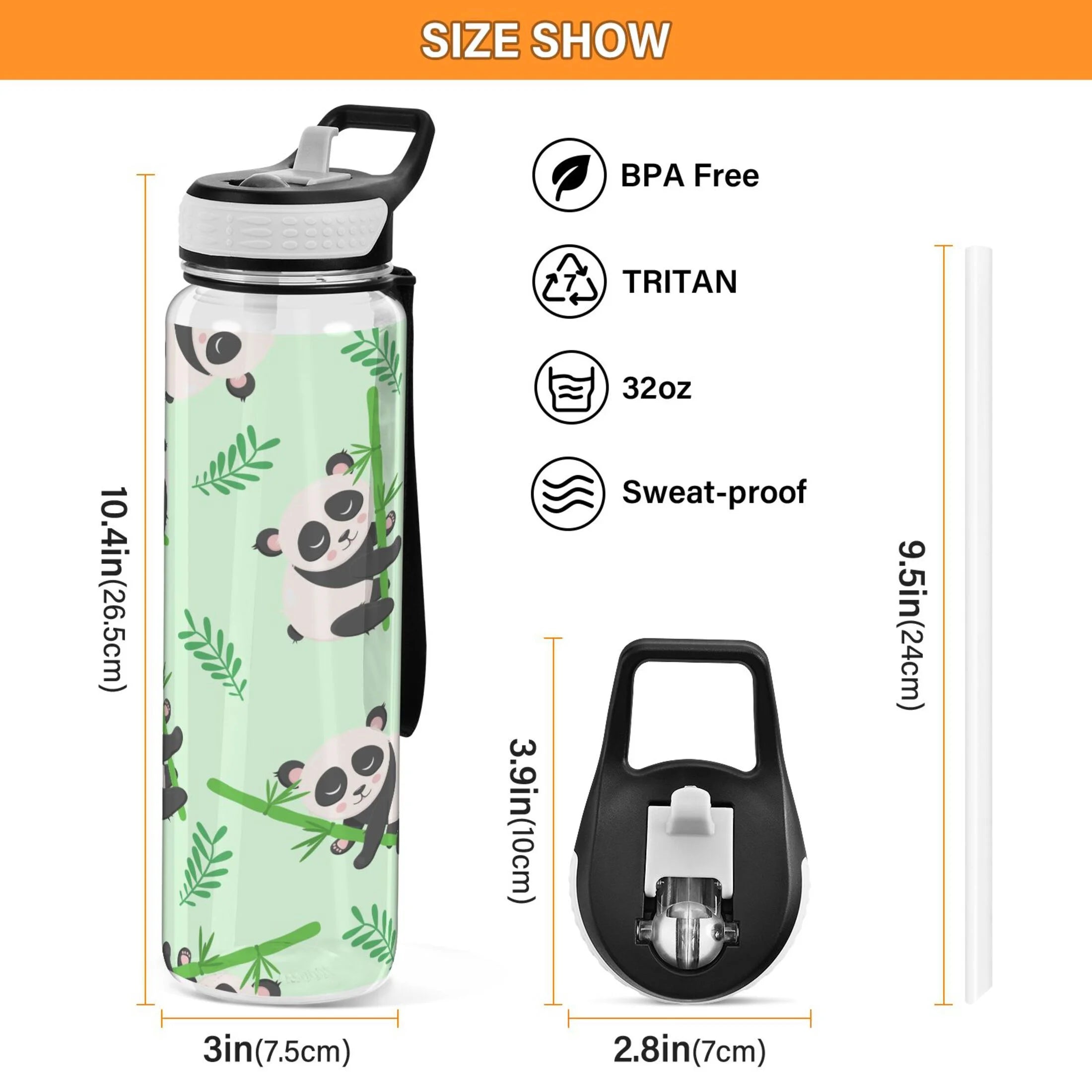 32oz Tritan Leakproof Water Bottle with Straw R7953