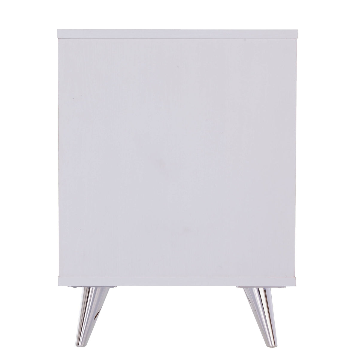 White Chrome Finish Bedside Table with Drawers W67668