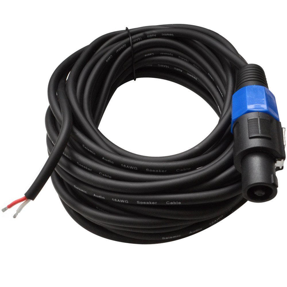 35 Foot Raw Wire to Speakon Speaker Cable 16 Guage Pack of 2 W88959