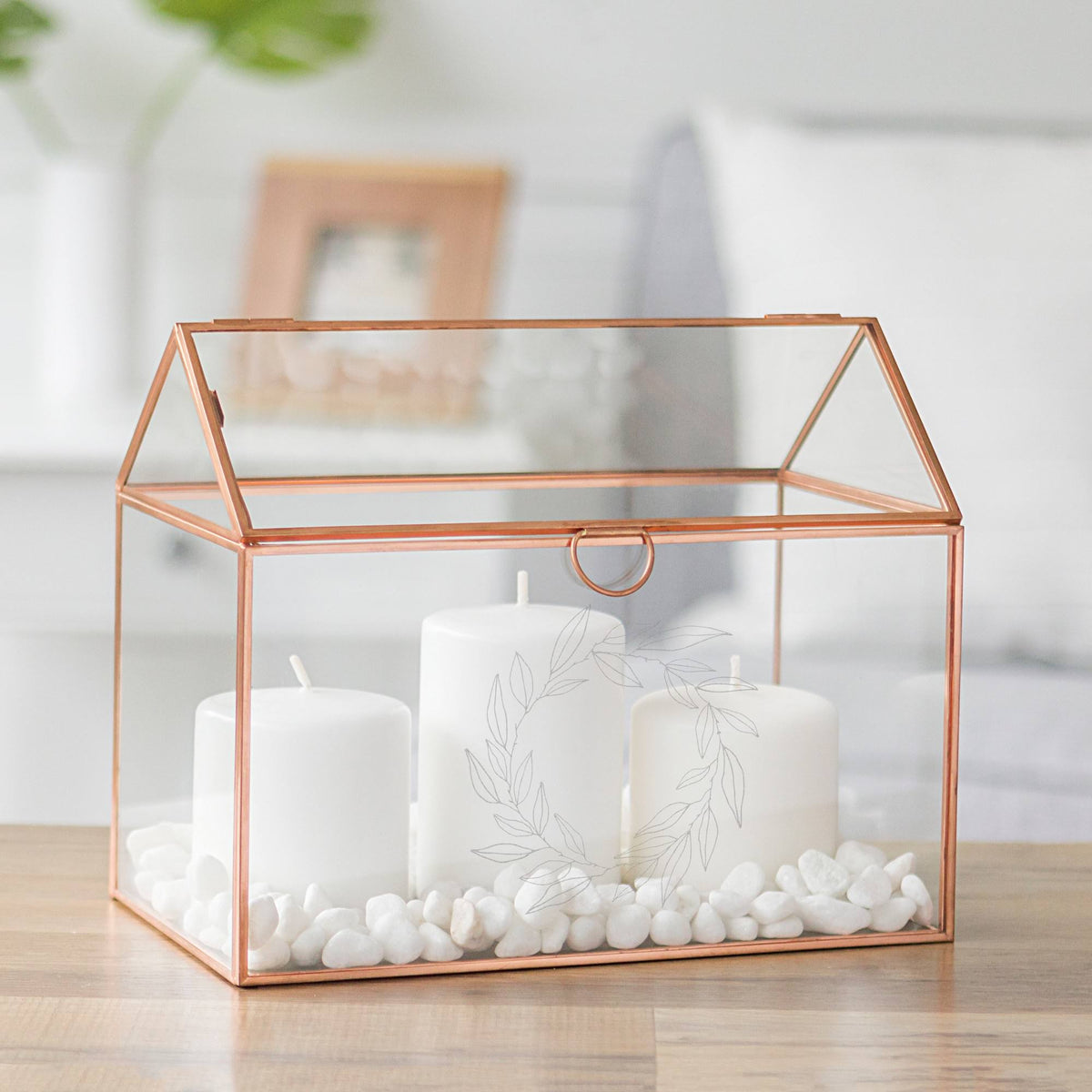 Glass Terrarium Card Holder, Rose Gold T336302