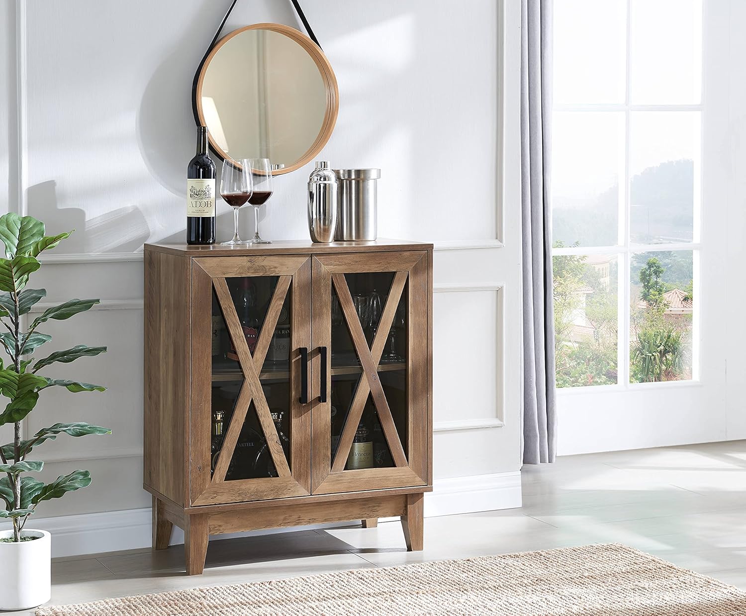 Small Cabinet Sideboard with Glass Doors in Mahogany Q9993