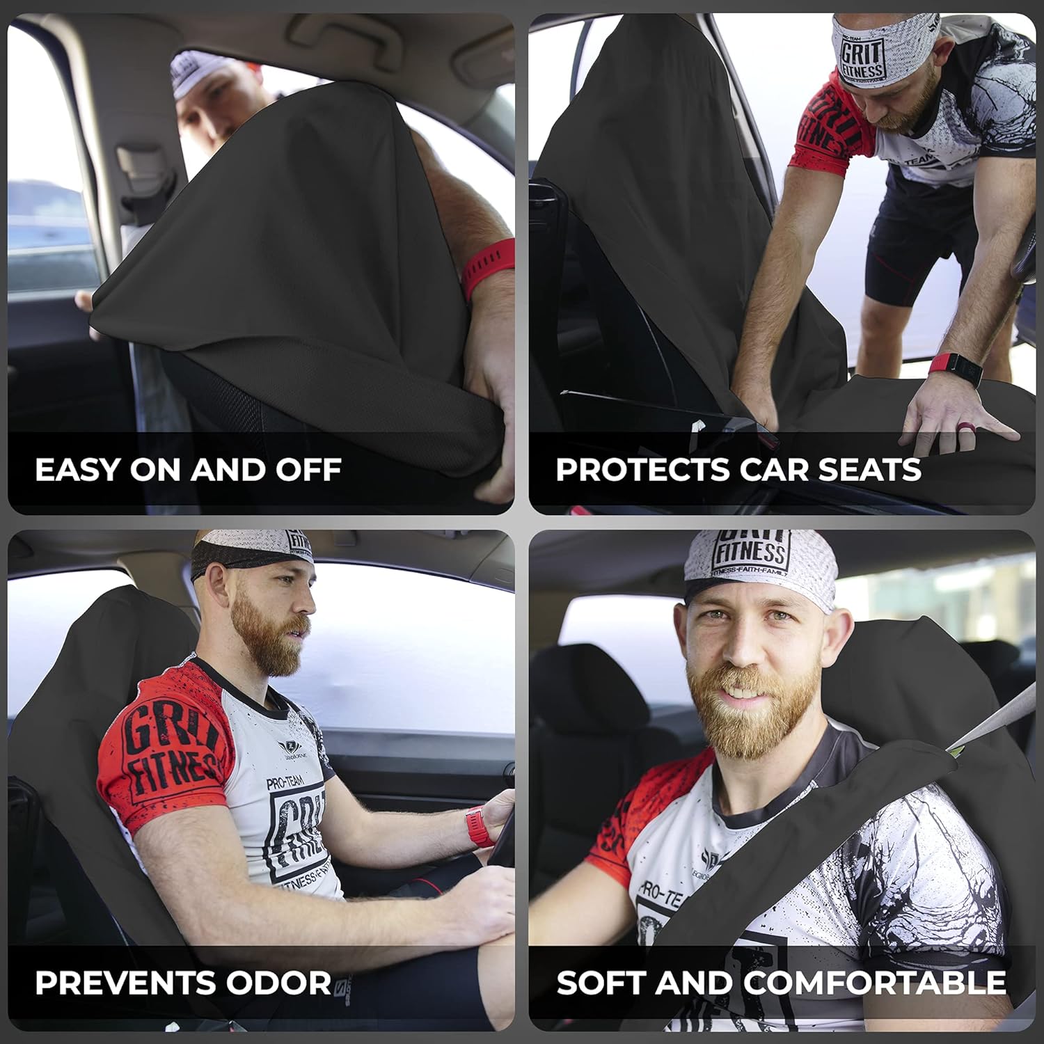 Black Non-Slip Removable Car Seat Cover Pack of 2 K8584