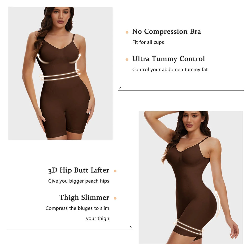 3 Packs Low Back Mid Thigh Bodysuit Shapewear A39503