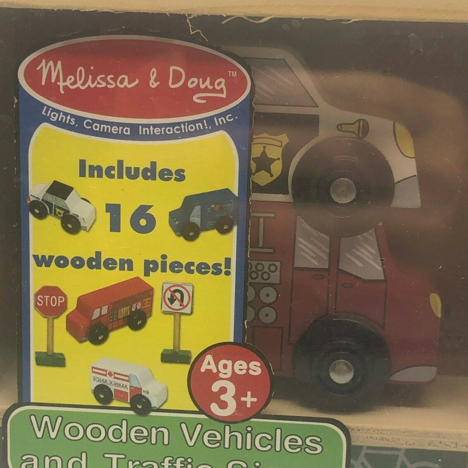 16 Pc Wooden Vehicles and Traffic Signs Z68542
