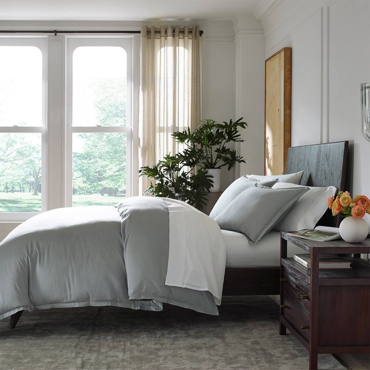 Queen Size Sateen Sheet Set in Slate Blue T359