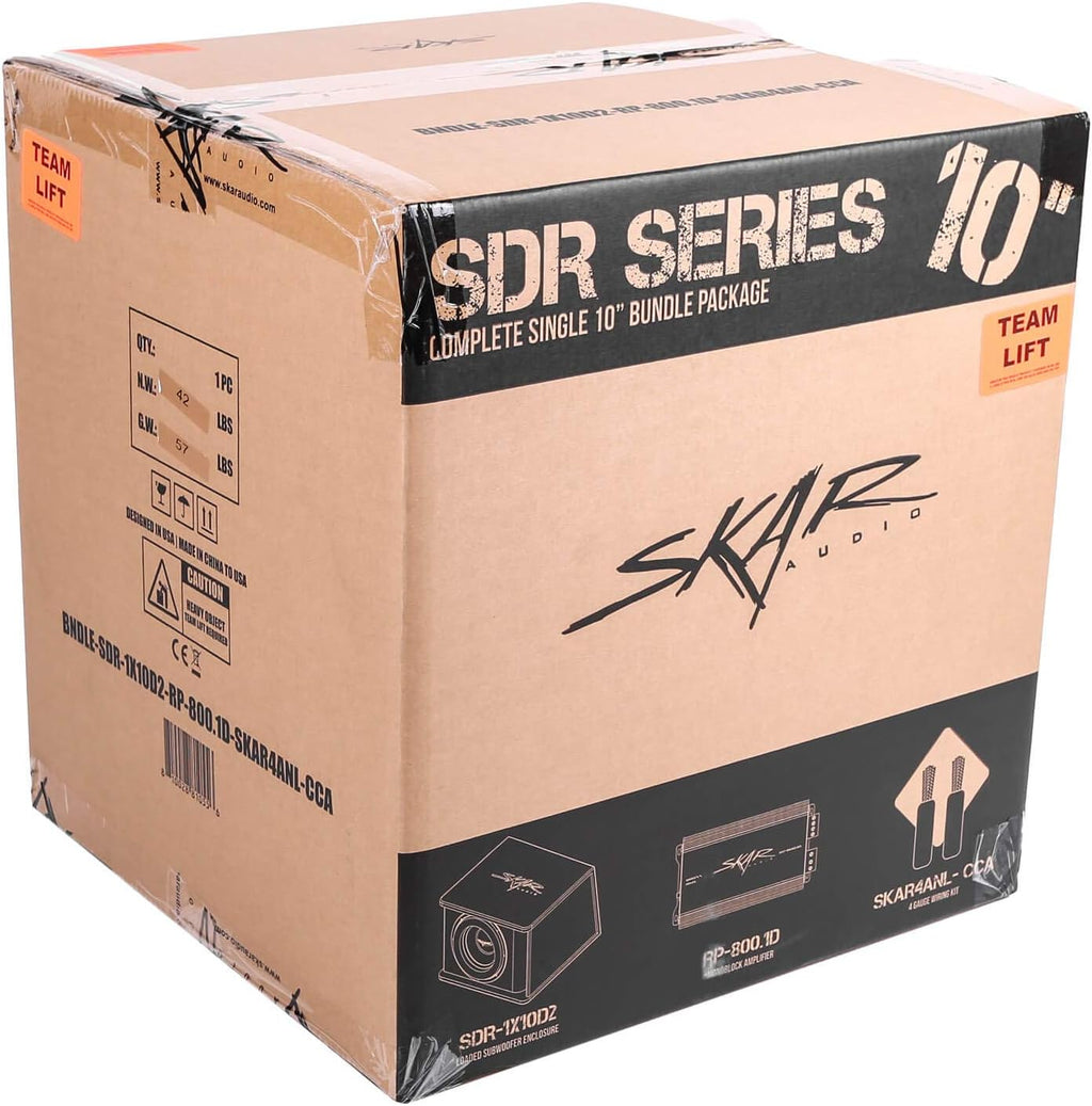 Single 10" Loaded Enclosure Subwoofer Bass Package with Amplifier U3518