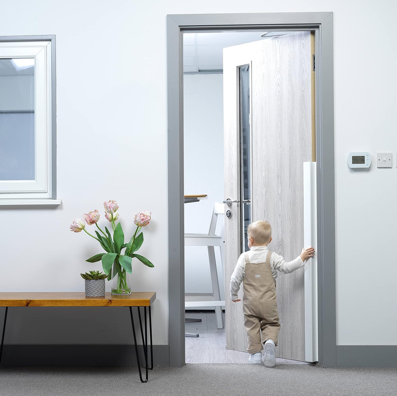 White Child Safety Door Finger Pinch Guard Hinge Protectors (2 Pack) T8285