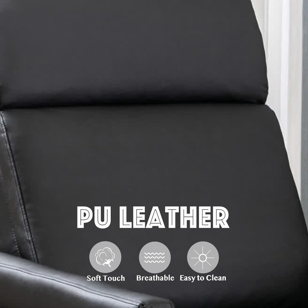 Black PU Leather Recliner Chair with Thick Cushion Z539334