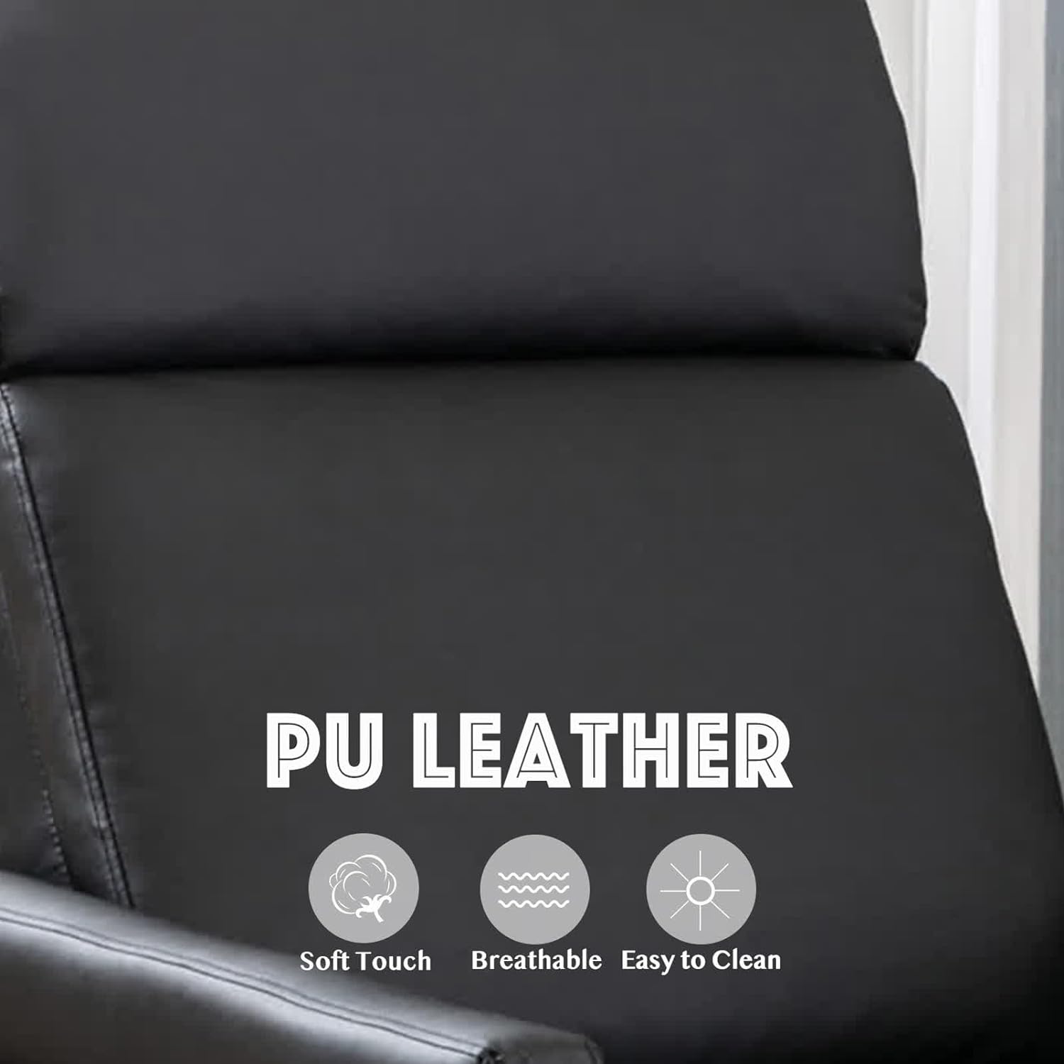 Black PU Leather Recliner Chair with Thick Cushion Z539334