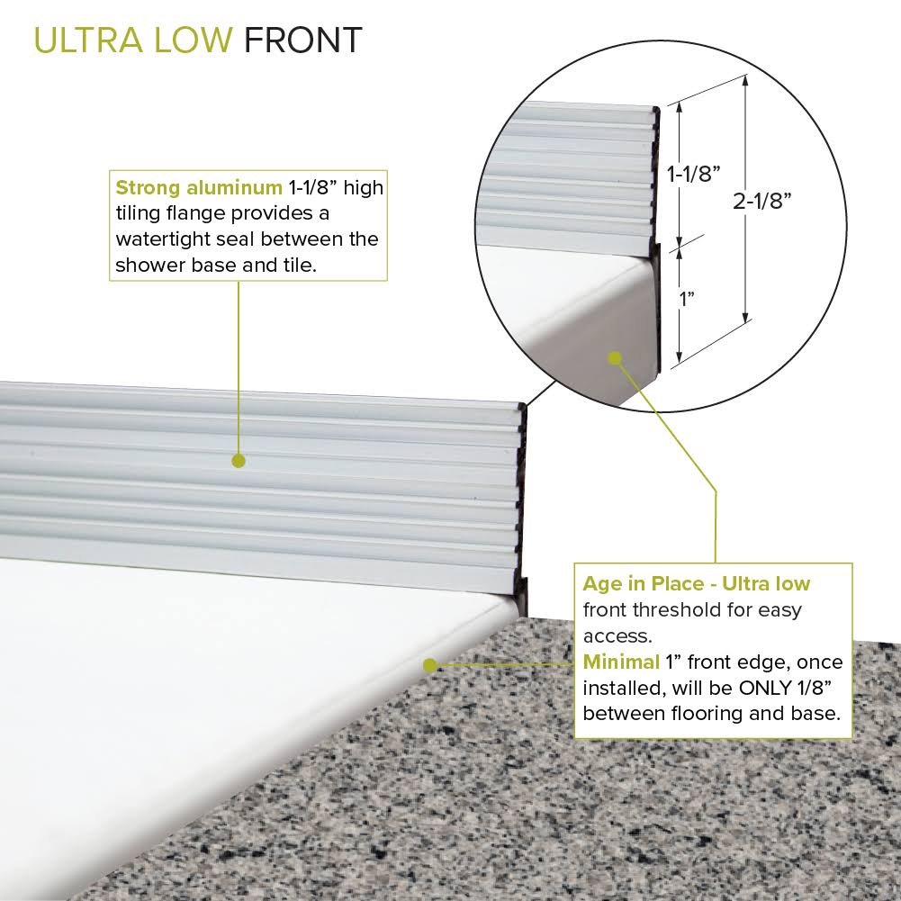 White 63-in Shower Base with Center Drain C932