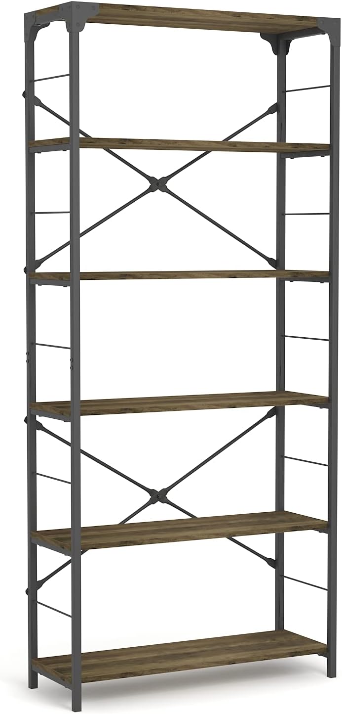 6-Tier Black Tall Open Shelf Bookcase H195052