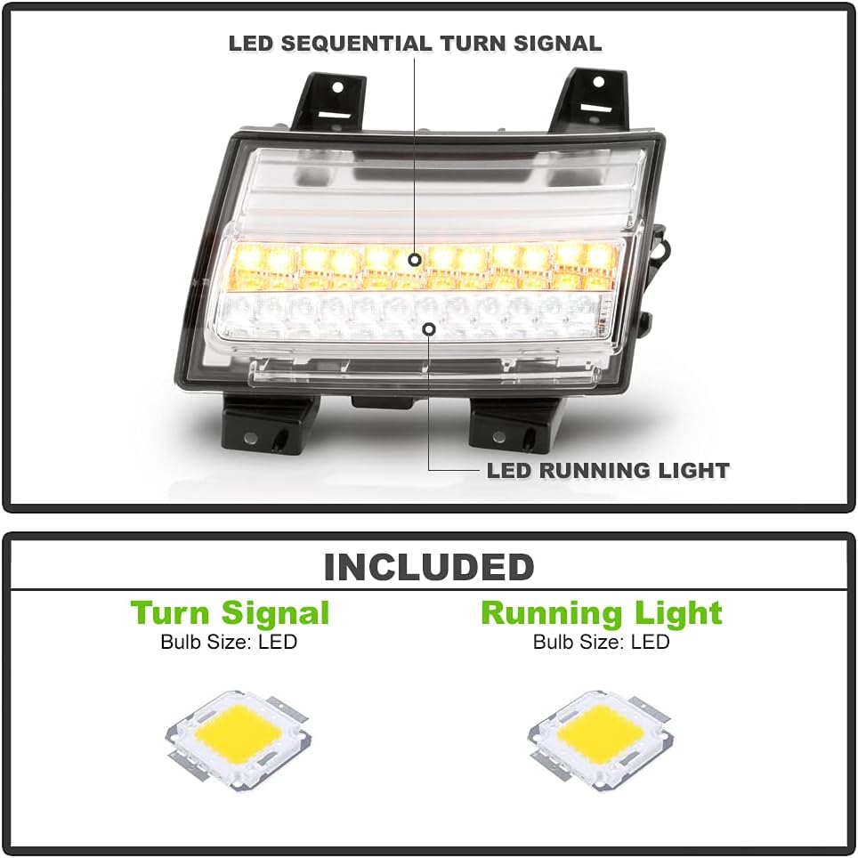 Chrome Housing LED Parking Lights Sequential Signal Lamps Set U441