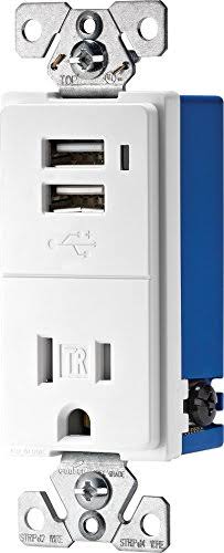 15 Amp 125V 2-Pole USB Charger Tamper Resistant Electrical Outlet 3 Pack White K156