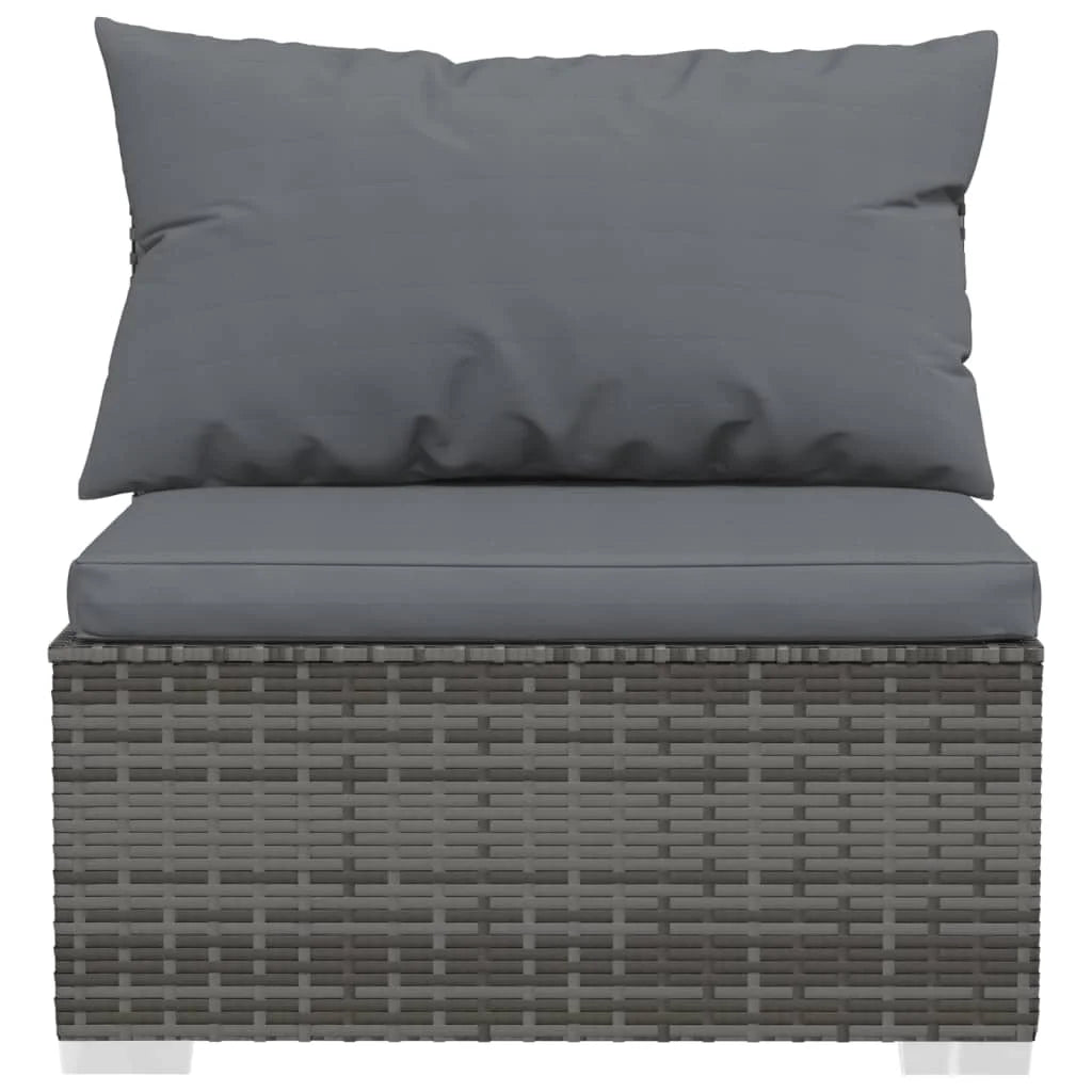 9 Piece Patio Set with Cushions Gray Poly Rattan M144