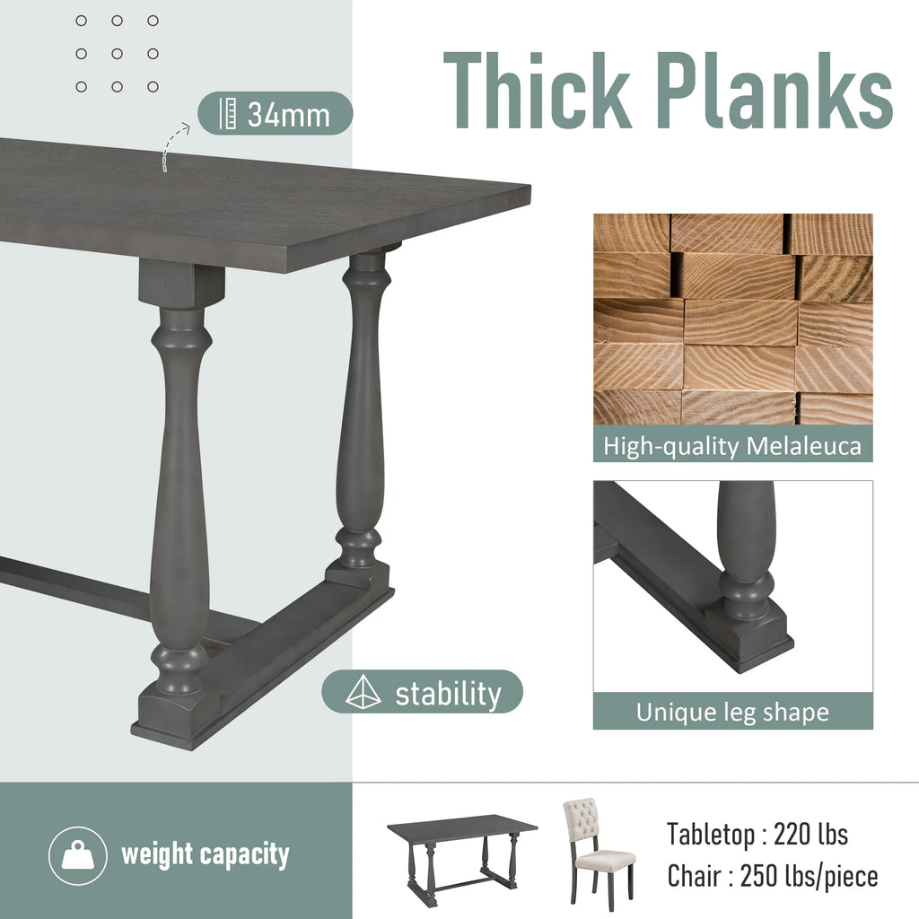 Rectangular Dining Table Set with Bench and 4 Upholstered Chairs T847989