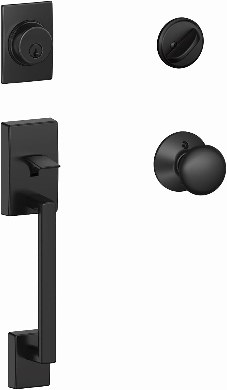 Matte Black Front Entry Handleset with Deadbolt L77894