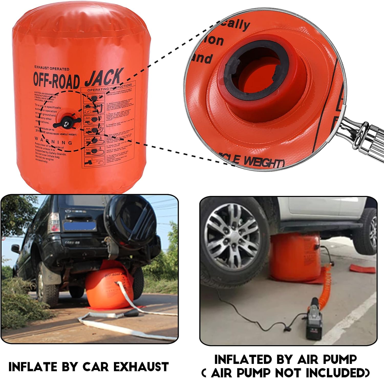 4T Exhaust Air Jack Inflatable Car Jack for Vehicle SUV Truck Y999