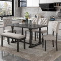 Rectangular Dining Table Set with Bench and 4 Upholstered Chairs T847989