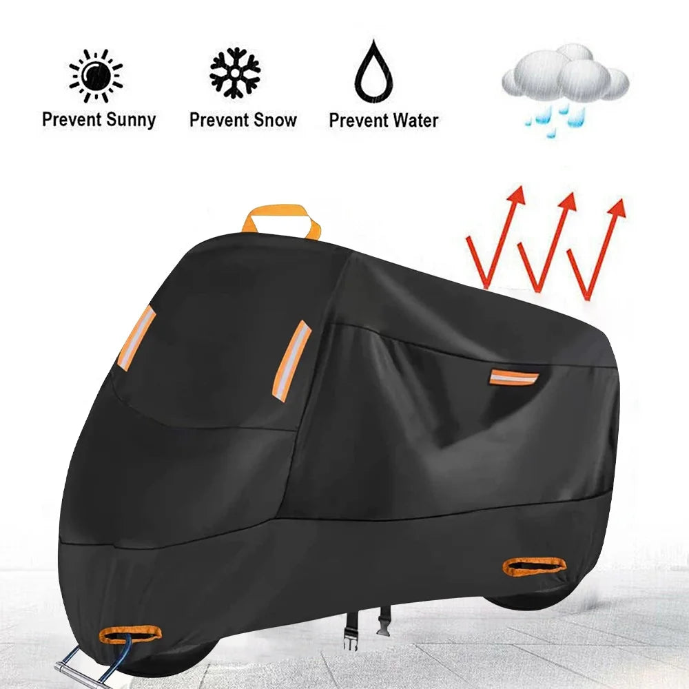 300D Waterproof Motorcycle Cover with 4 Reflective Strips Storage Bag (XXL) K325800