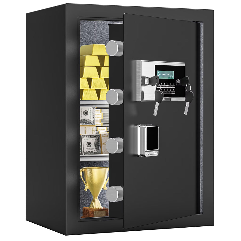 Safe Box with Digital Keypad, Water and Fire Resistant, Adjustable Shelves and LED Lighting A75178