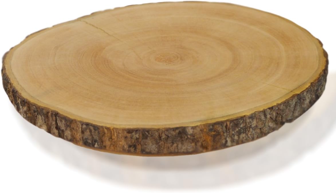 Circular Wood Cake and Pie Stand with Bark G960107