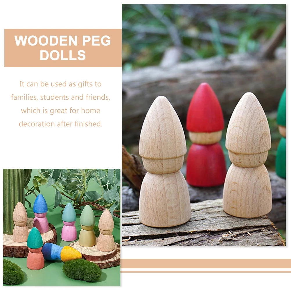 8pcs Unpainted Wooden Peg Dolls H99733