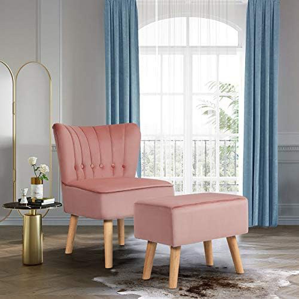 Pin Velvet Accent Chair with Ottoman C994804
