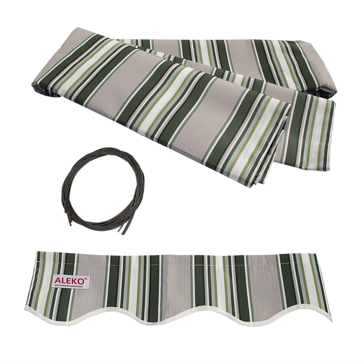 Motorized LED 12 x 10 ft. Half Cassette Retractable Awning Multi-Stripe Green V387086