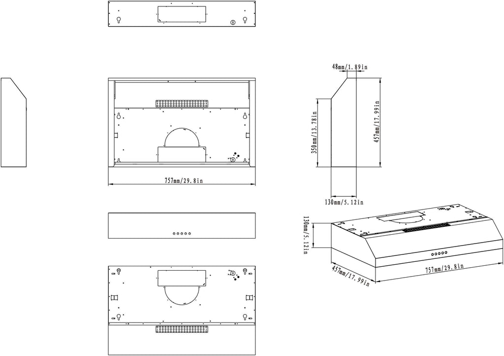 Black Convertible Under Cabinet Range Hood O244