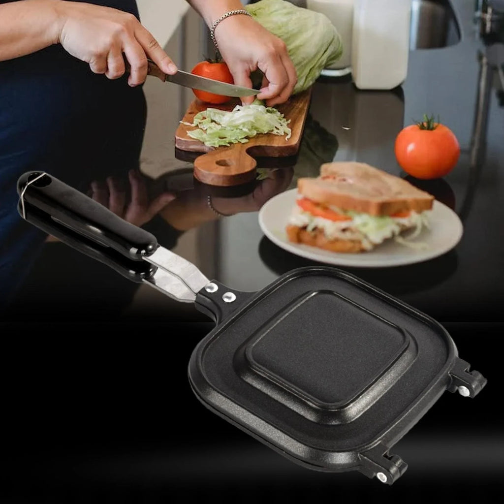 Double Sided Non Stick Bread Toast Maker Pan with Heat Resistant Handles P2952