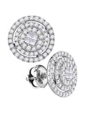14kt White Gold Princess Diamond Cluster Earrings 1/2 Cttw Z60196