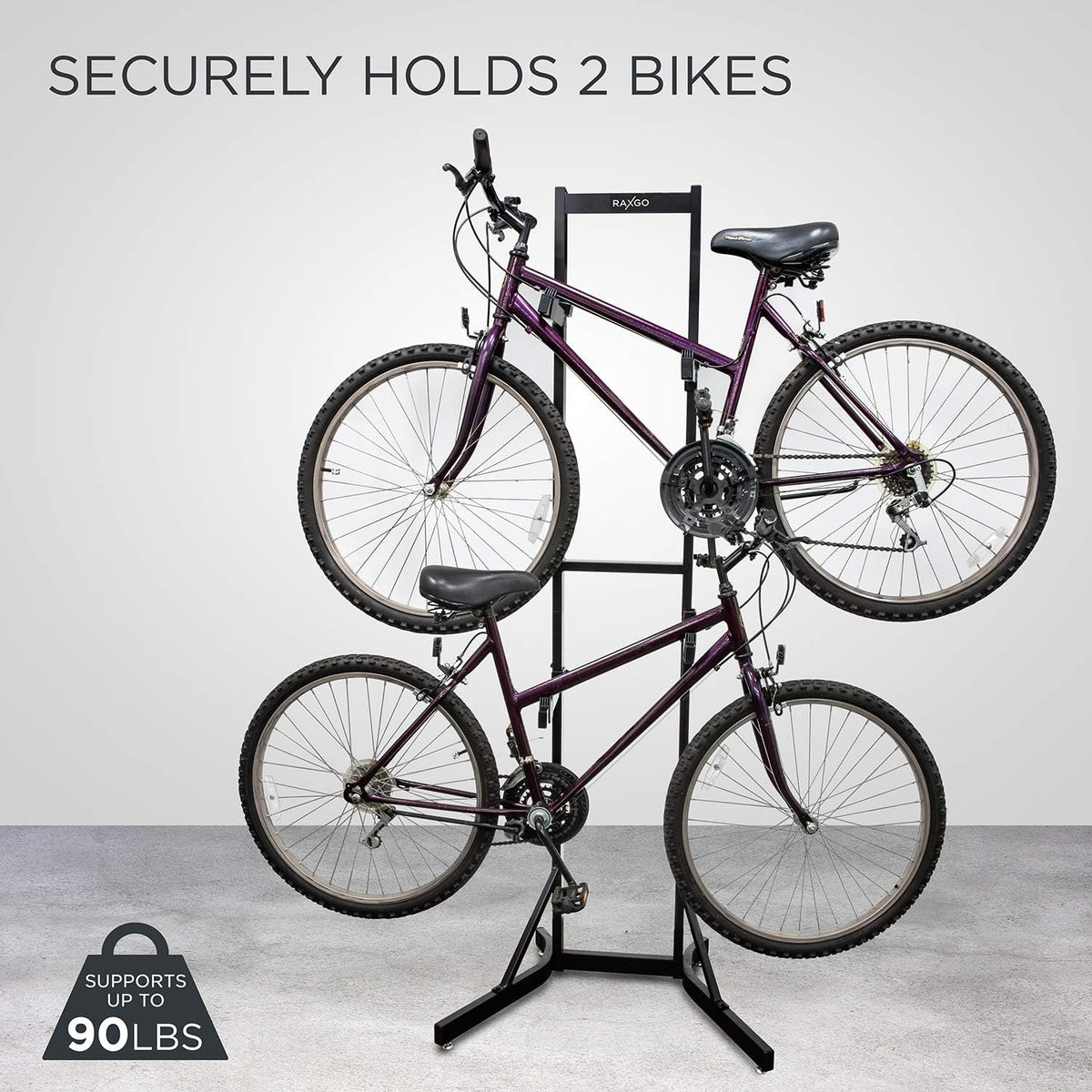Bike Garage Storage Rack, 2 Bicycle Floor Stand, Adjustable, Freestanding V139926