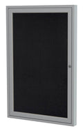 1 Door Enclosed Recycled Rubber Bulletin Board Satin Frame 36x22x30x22 Black S702