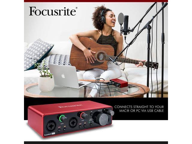 Focusrite Scarlett 2i2 2-in 2-OUT USB Recording Audio Interface (3rd Generation) + Samson SR360 Over-Ear Dynamic Headphones D84997