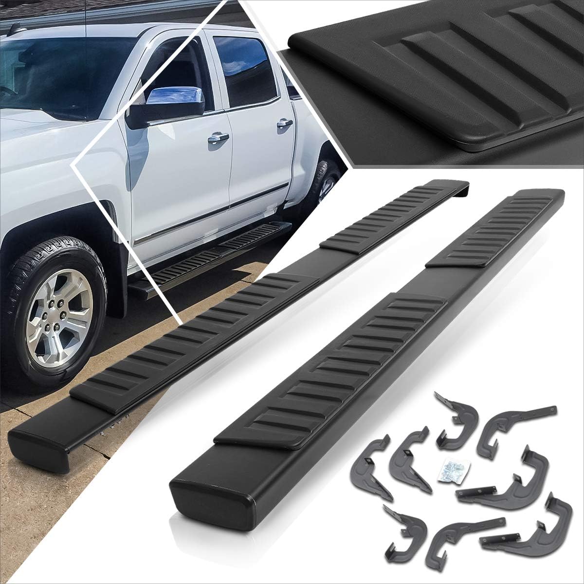 6 Inch Aluminum Black Running Boards Side Step Bars K619