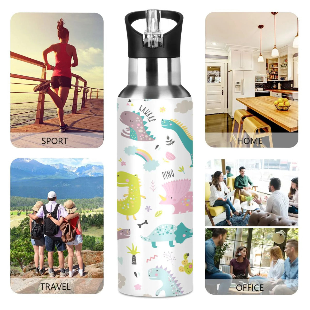 Stainless Steel Insulated Water Bottle with Straw Lid J9731