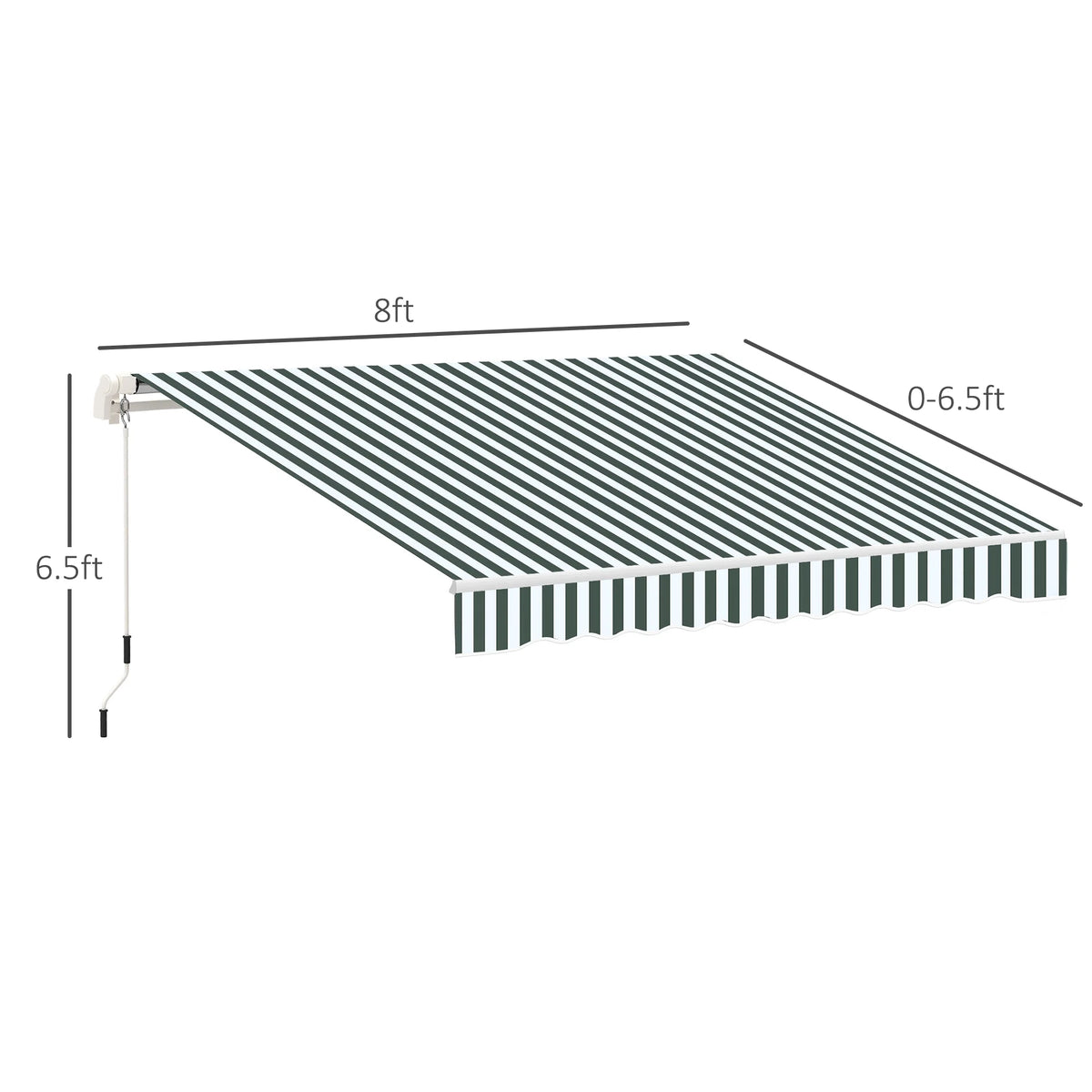 Green White Retractable Patio Awning T883