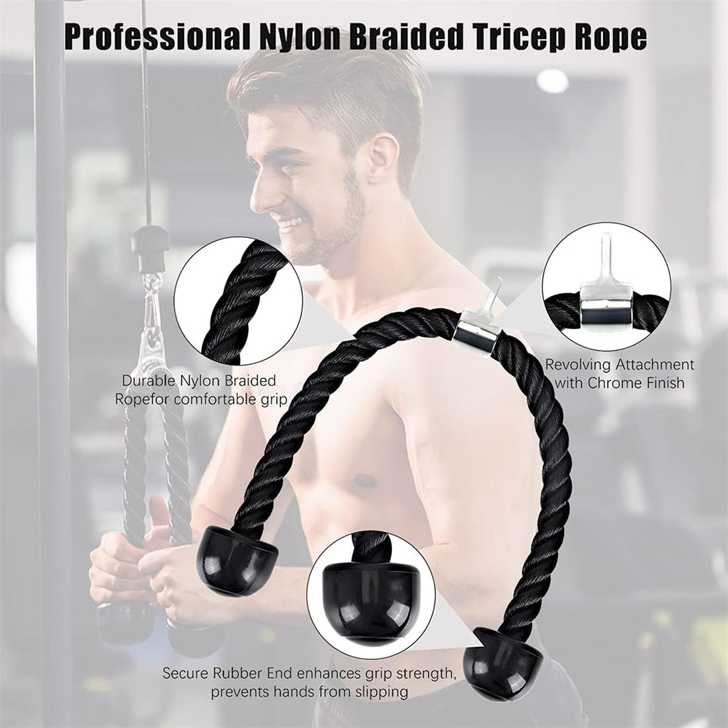 4 in 1 LAT and Lift Pulley System with Curl Pulldown Bar, Tricep Rope, Exercise Handles H39592