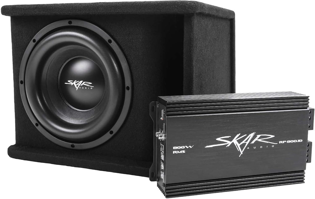 Single 10" Loaded Enclosure Subwoofer Bass Package with Amplifier U3518