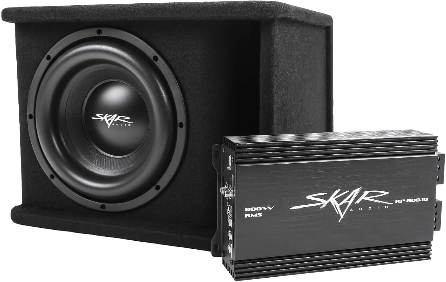 Single 10" Loaded Enclosure Subwoofer Bass Package with Amplifier U3518