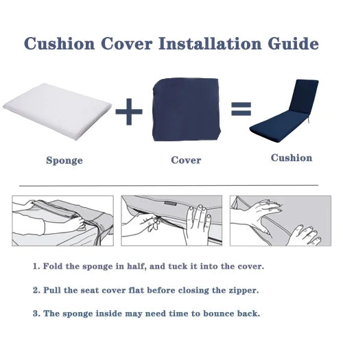 Navy Blue Outdoor Lounge Chair Cushion Set of 2 P38932