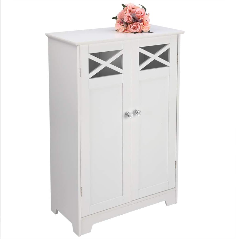 Double Door Bathroom Cabinet White V948