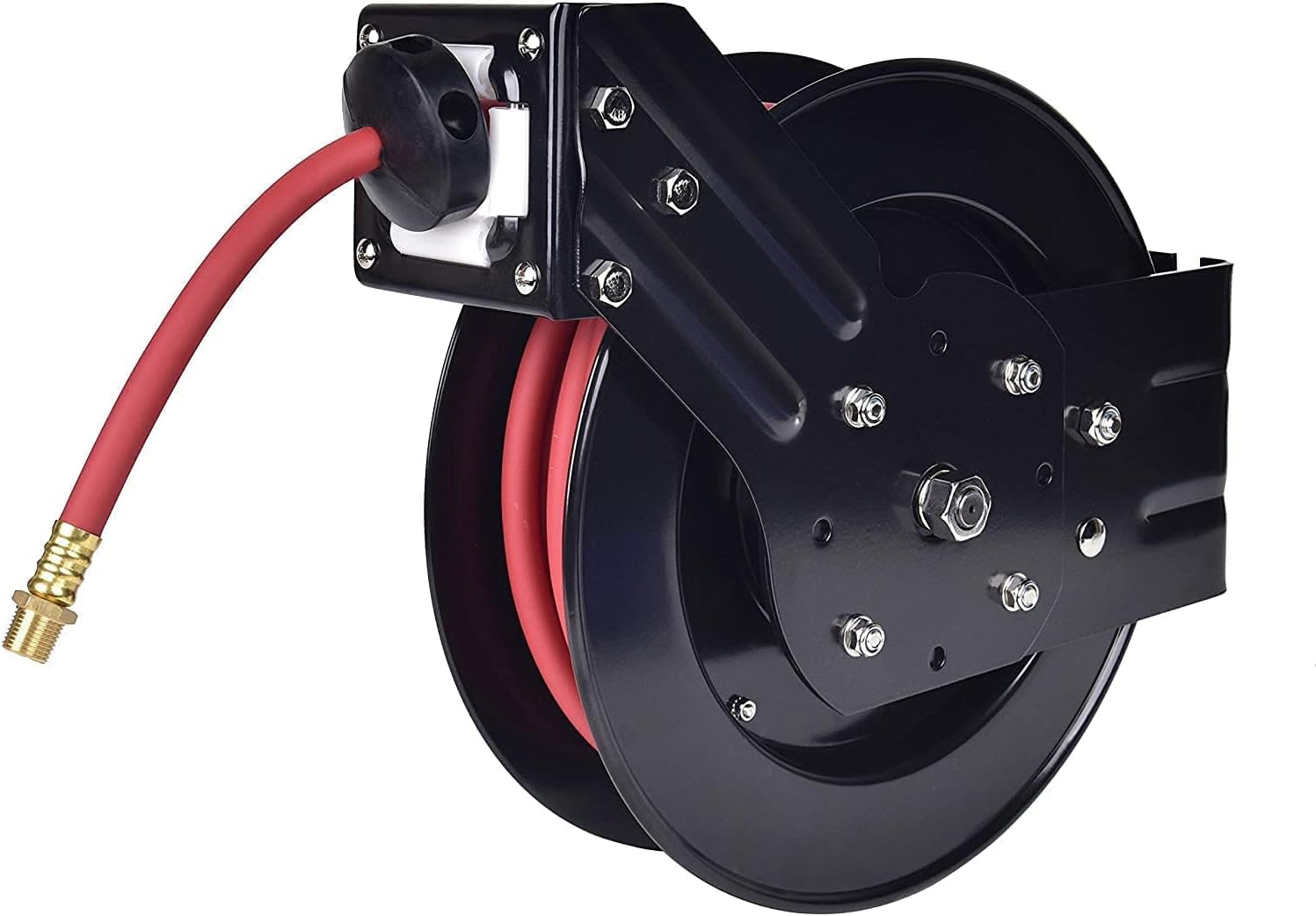 Air Hose Reel 3/8 in x 25 ft Wall Mount Retractable 300 PSI Hybrid Hose P15964