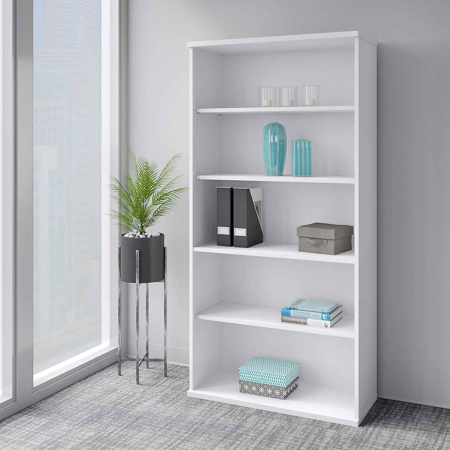 White 5 Shelf Bookcase U86563