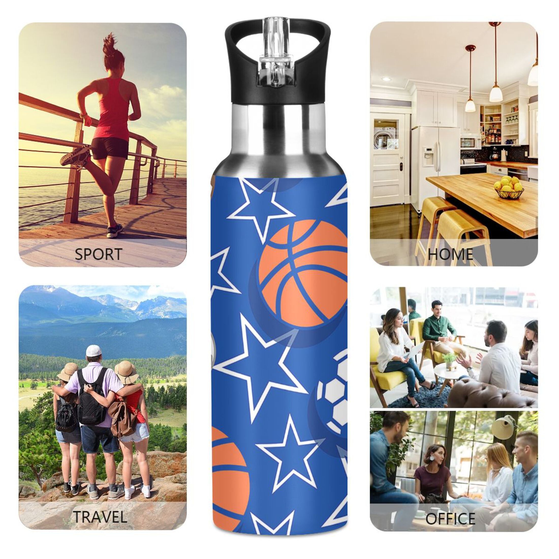 Stainless Steel Insulated Water Bottle with Straw Lid T794433