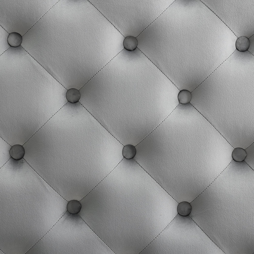 Gray Velvet Square Tufted Ottoman V5446